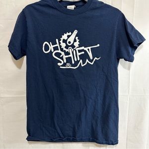 Oh Shift Cycling Cotton Short Sleeve T-Shirt w/Bike Gear Unisex Size Small